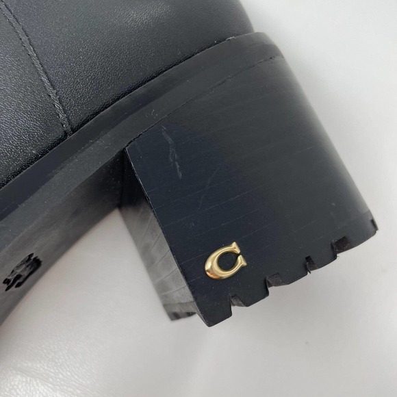 COACH Joy Lug Sole Booties Boots Womens 10 Black Leather Chunky New - Picture 3 of 10
